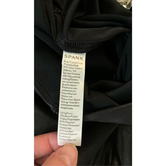 SPANX SZ Small Faux Leather Leggings #2437 Edgy Sleek Shaping High Waist - Picture 5 of 8